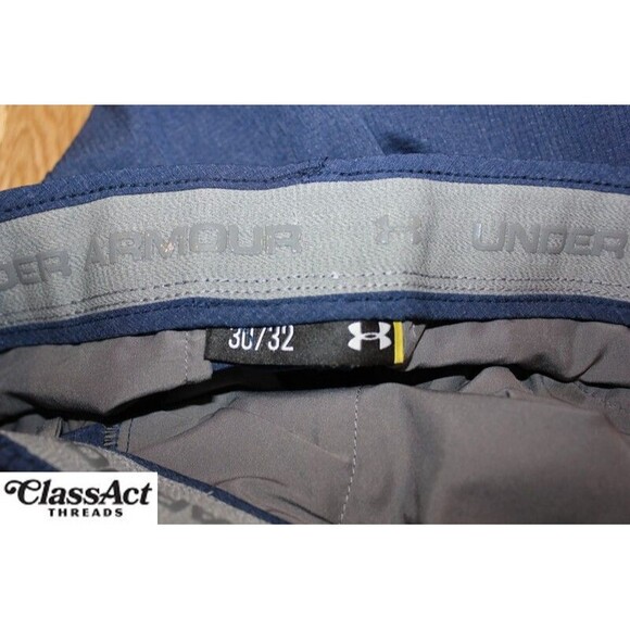 UNDER ARMOUR Golf Pants UA Blue Polyester Flat Front 30" X 32" - Picture 3 of 7